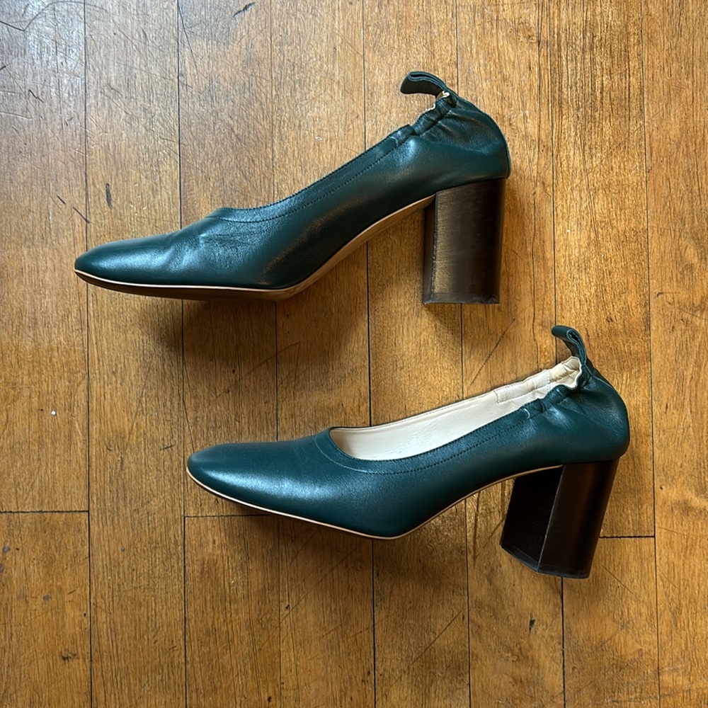 Everlane Ivy Green Block Heel Pumps 8